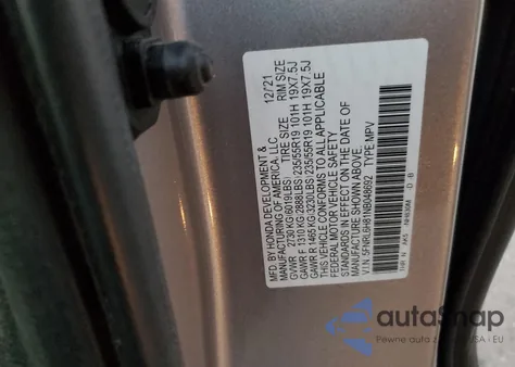 2022 Honda Odyssey Touring из США, поврежденный, VIN 5FNRL6H81NB048692